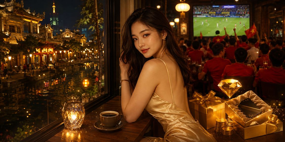 Người dùng thư giãn với cà phê tại Huế trong khi kiểm tra tài khoản 888vnd trên điện thoại